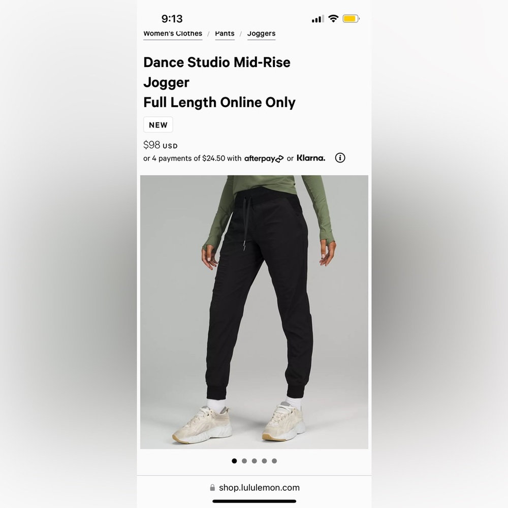 Lululemon Dance Studio Pant Black Mid Rise Jogger